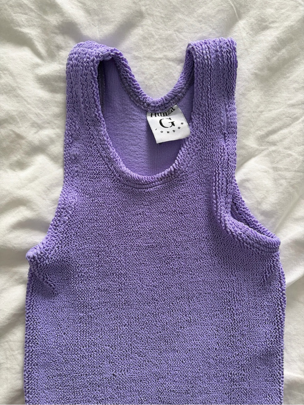 Hunza G Purple Lilac Ribbed Tank Mini Resortcore Swim Dress - Picture 7 of 13